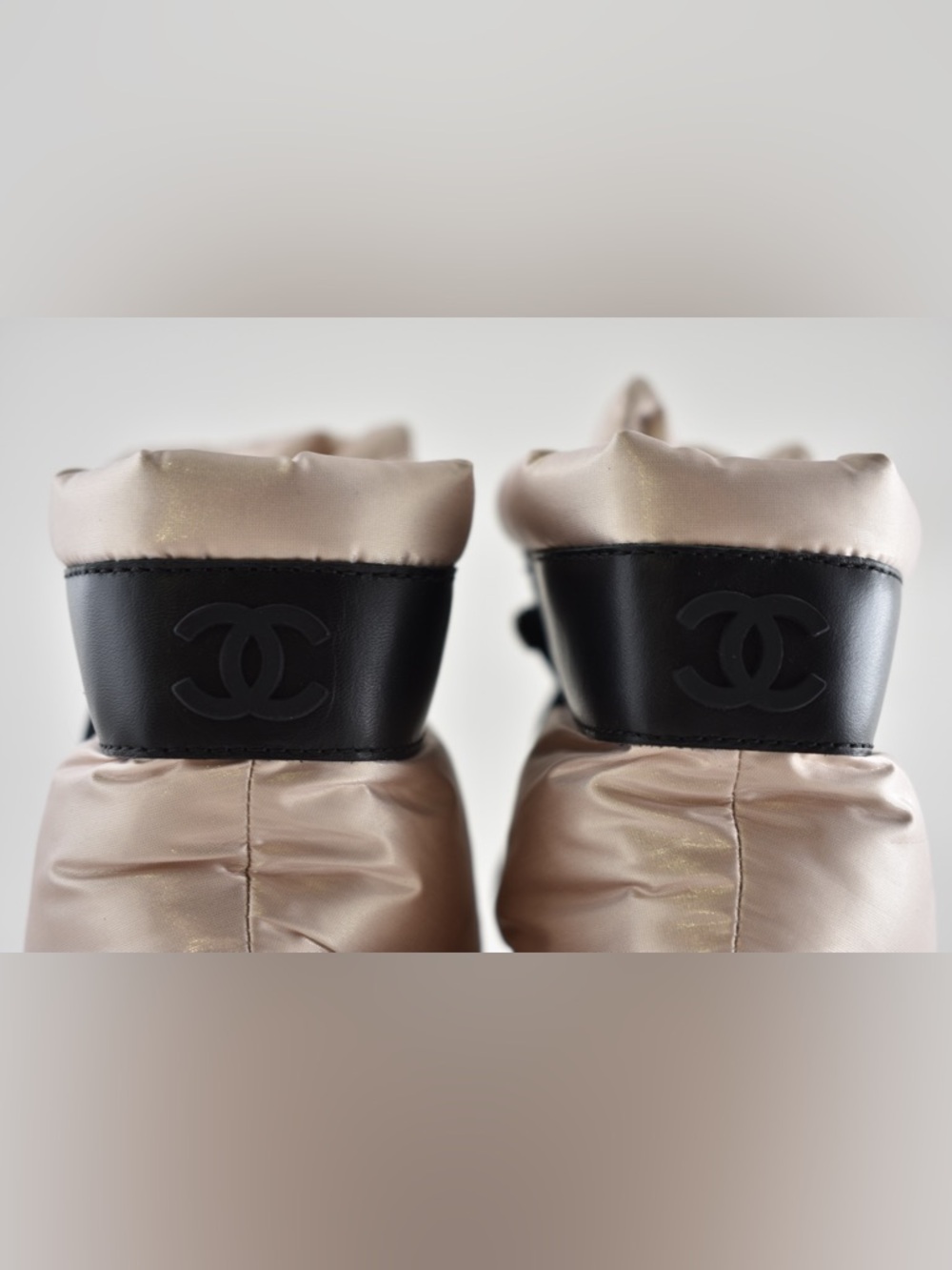 Chanel 18B Coco Neige Pink Black CC Logo Snow Winter Lace Up Tie Combat Boots 37 - Picture 15 of 16